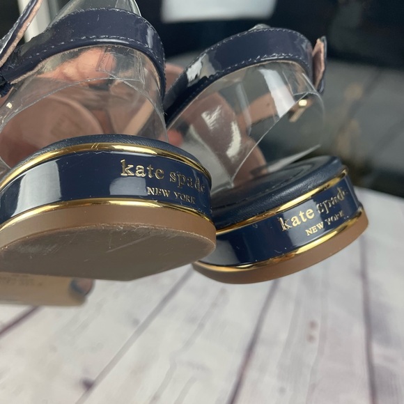 Kate Spade Merritt Slingback Dress Sandals Patent Leather Navy Blue Size 8 - Picture 7 of 15